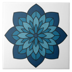 Minimalist Neutral Geometric with Blue Accents Tile