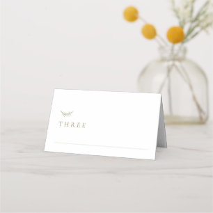 Minimalist Neutral Gold White Wedding Table Place Card
