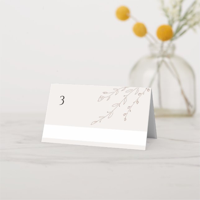 Minimalist Neutral Ivory Wedding Table Place Card (Front)