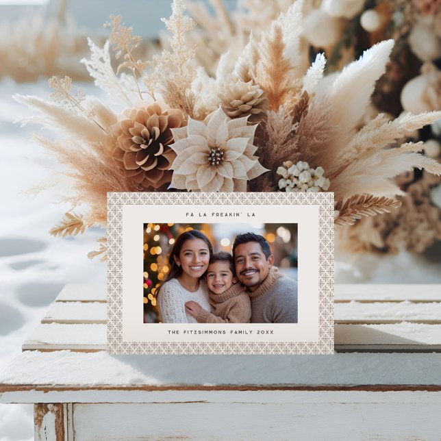 Minimalist Neutral Nordic Photo Christmas Card (Neutral Snowflake Modern Christmas Photo Card)