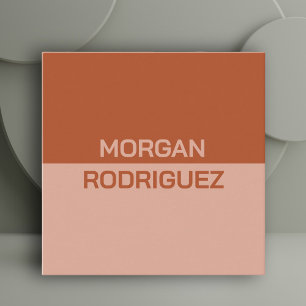 Minimalist neutral orange copper terracotta square business card