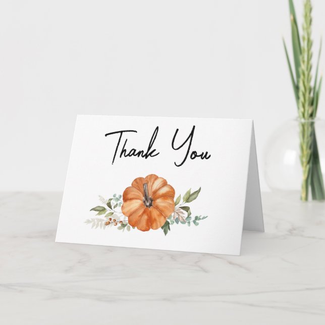 Minimalist Neutral Pumpkin Baby Shower Thank You Card (Front)
