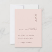 Minimalist Neutral Rose Wedding RSVP card