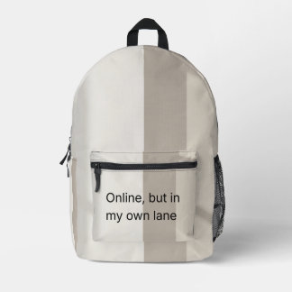 Minimalist Neutral Striped Online In My Own Lane  Printed Backpack
