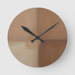 Minimalist Neutral Terracotta Squares Round Clock