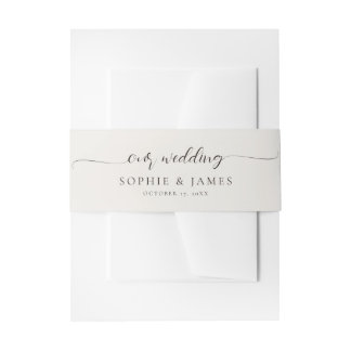 Minimalist Neutral Wedding Invitation Belly Band