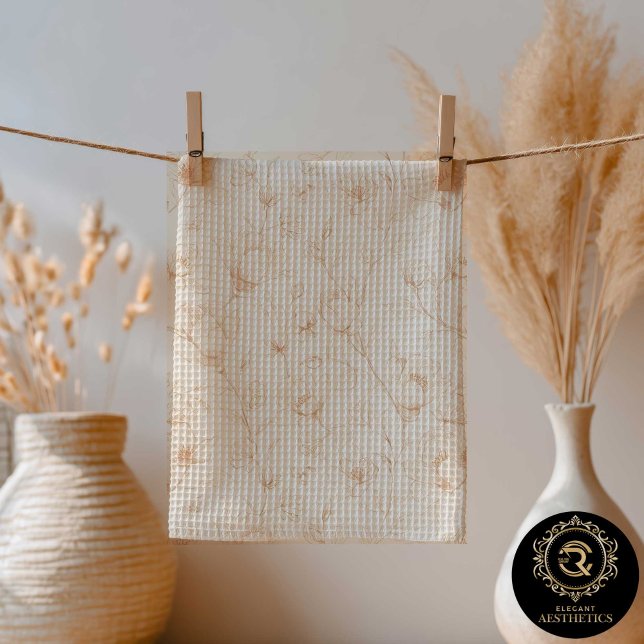 Minimalist Neutral Wildflower Kitchen Towel (Creator Uploaded)