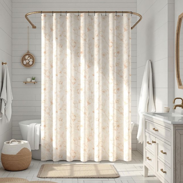 Minimalist Neutral Wildflower Shower Curtain (Creator Uploaded)