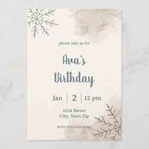 Minimalist Neutral Winter Birthday Invitation