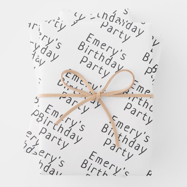 Minimalist Neutral With Name Happy Birthday Wrapping Paper Sheet (In situ)