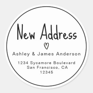 Minimalist New Address Moving Announcement Classic Round Sticker