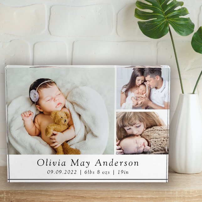 Minimalist New Baby 3 Photo Collage Block (Creator Uploaded)
