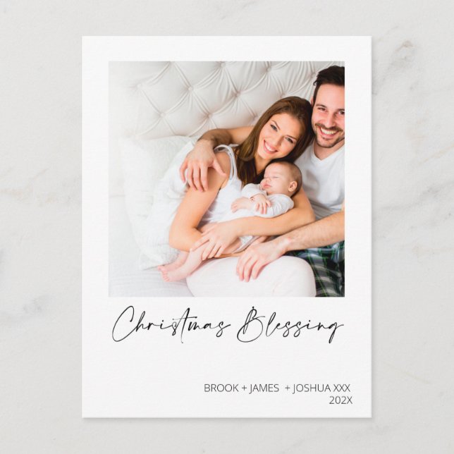 Minimalist New Born Christmas Blessings Christmas  Postcard (Front)