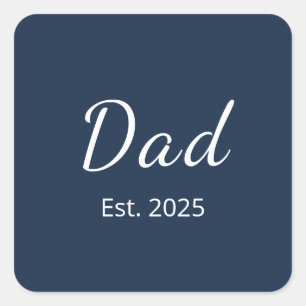 Minimalist New Dad Father's Day Navy Blue Square Sticker