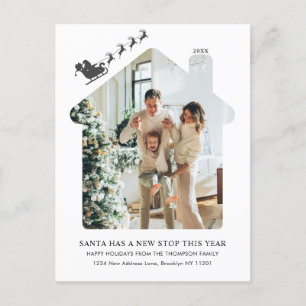 Minimalist New Home Photo Santa Sleigh Moving Holiday Postcard