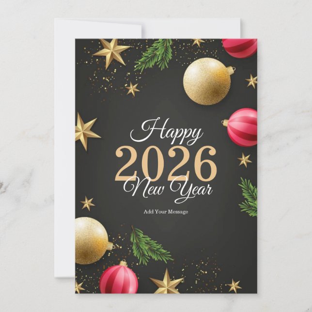 Minimalist New Year 2026 Greeting Card | Holiday C (Front)