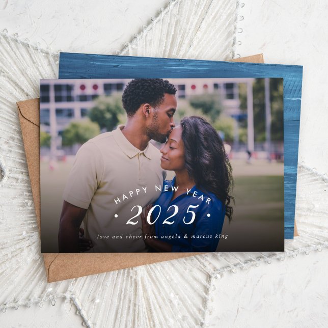 Minimalist New Year Photo Overlay Holiday Card (Creator Uploaded)
