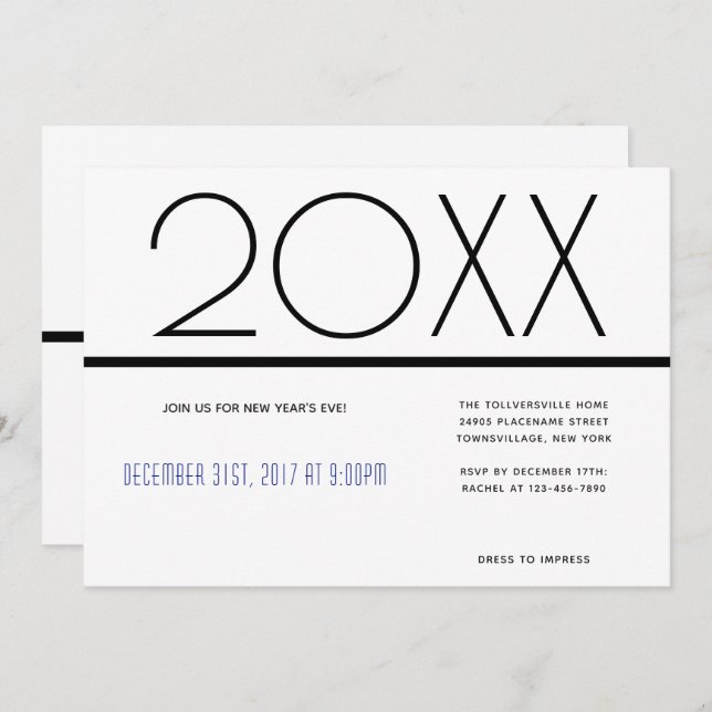 Minimalist New Years Celebration | Invitation (Front/Back)