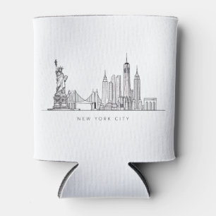 Minimalist New York City Skyline Line Art Can Cooler