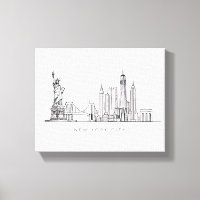 Minimalist New York City Skyline Line Art