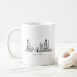 Minimalist New York City Skyline Line Art Coffee Mug