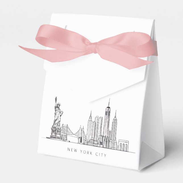 Minimalist New York City Skyline Line Art Favour Box (Front Side)