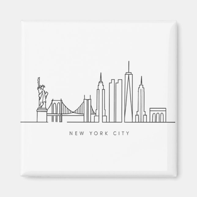 Minimalist New York City Skyline Line Art Magnet (Front)