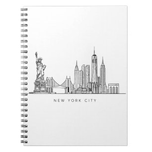 Minimalist New York City Skyline Line Art Notebook