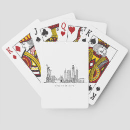 Minimalist New York City Skyline Line Art Playing Cards