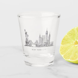 Minimalist New York City Skyline Line Art Shot Glass