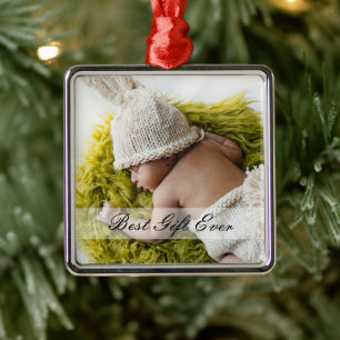 Minimalist Newborn Best Gift Ever Custom Photo Metal Tree Decoration