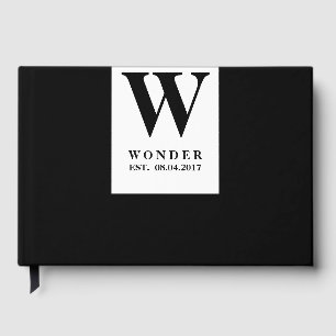 Minimalist Newlywed Logo   Black Wedding Monogram Guest Book