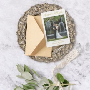 Minimalist Newlywed Photo Married & Bright Holiday Postcard