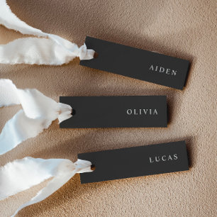 Minimalist Noir Wedding Name Place Cards