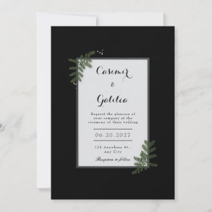 Minimalist Nordic Fern Berry Wedding Invitation
