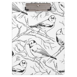 Minimalist North American Birds Line Art Pattern Clipboard