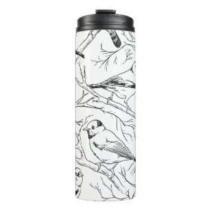 Minimalist North American Birds Line Art Pattern Thermal Tumbler