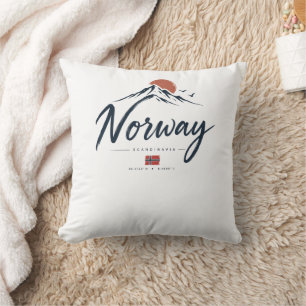 Minimalist Norway Flag Mountain Cushion