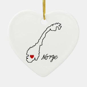 Minimalist Norway Map Engagement Keepsake Ceramic Tree Decoration