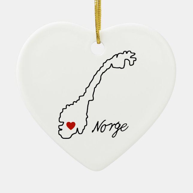 Minimalist Norway Map | Engagement Keepsake Ceramic Tree Decoration (Front)