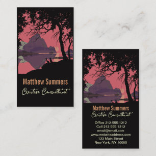 Minimalist Norway Sunset Poster - Mountain Fjord Business Card