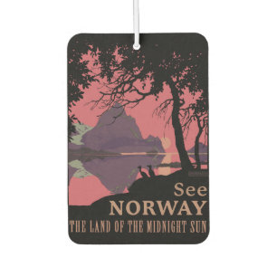 Minimalist Norway Sunset Poster - Mountain Fjord Car Air Freshener