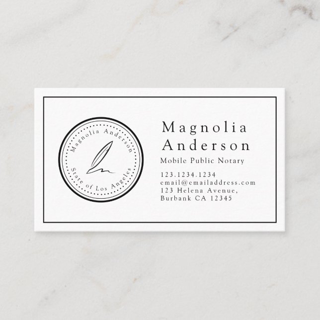 Minimalist Notary Loan Signing Stamp  Business Card (Front)