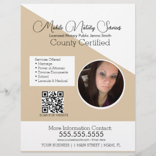Minimalist Notary Mobile Services Photo QR FLYER