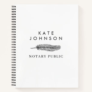 Minimalist Notary Signing Agent Feather Quill Logo Notebook
