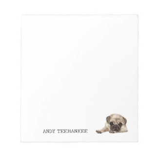 Minimalist Note Pad Dog Pug, Editable, Personalise