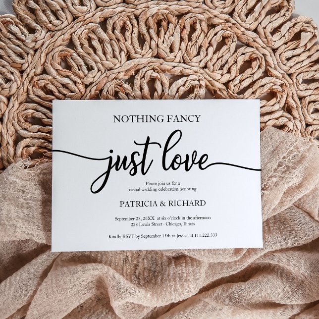 Minimalist Nothing Fancy Just Love Wedding Invite (Creator Uploaded)