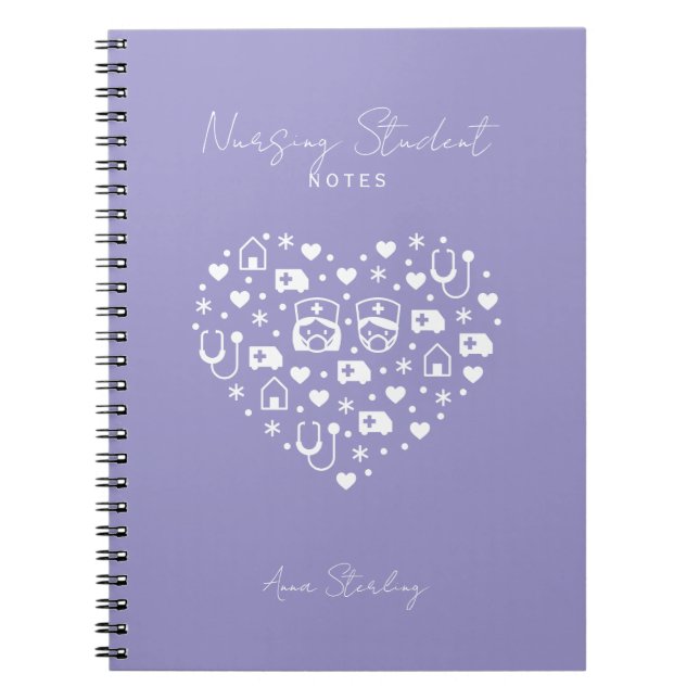 Minimalist Nursing Student Personalised Lavander Notebook (Front)