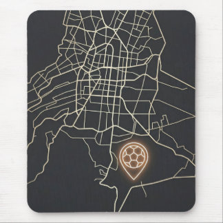 Minimalist NYC Soccer Map Pin Line Art Mouse Mat