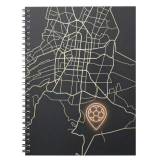 Minimalist NYC Soccer Map Pin Line Art Notebook
